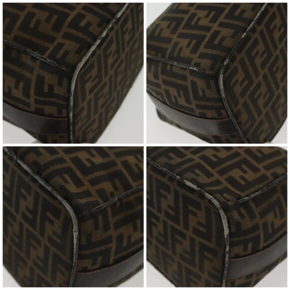 FENDI Zucca Canvas Vanity Pouch Black Brown gold Auth 136534 - Picture 14 of 16